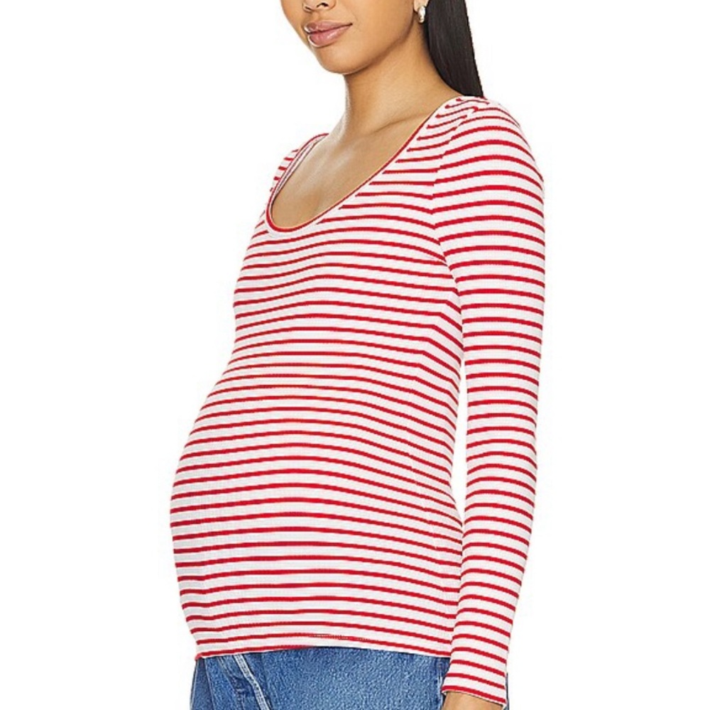 Hatch Red Striped Maternity Top
